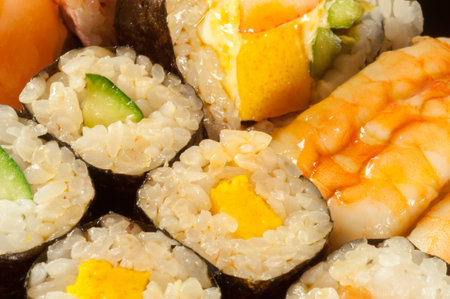 wonderful macro details of a delicious sushの写真素材