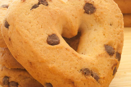 macro of beautiful heart chocolate cookie