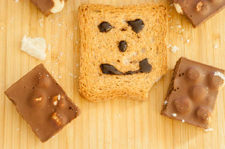 beautiful macro of tasty bread and chocolateの写真素材