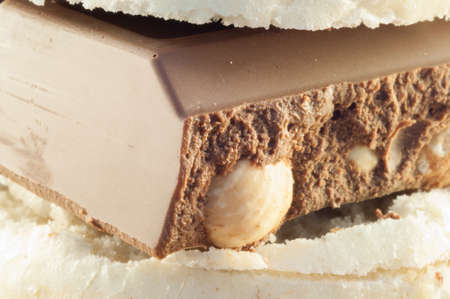 beautiful macro of tasty bread and chocolateの写真素材