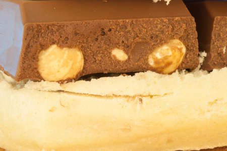 beautiful macro of tasty bread and chocolateの写真素材
