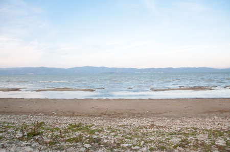 beautiful trasimeno lake in a sunny dayの写真素材