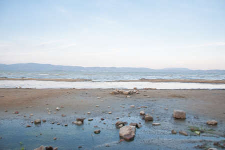 beautiful trasimeno lake in a sunny dayの写真素材