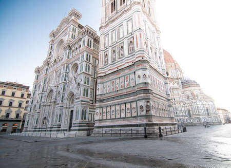 beautiful view of the florence cathedral in the morningの写真素材
