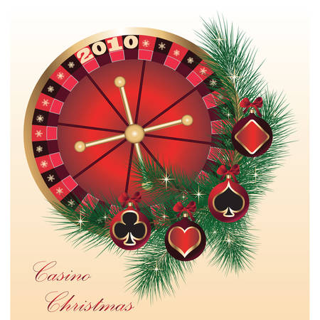 Gambling illustration with casino elements and christmas balls. Vectorのイラスト素材