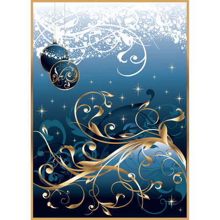 christmas balls on a festive blue background. Vectorのイラスト素材