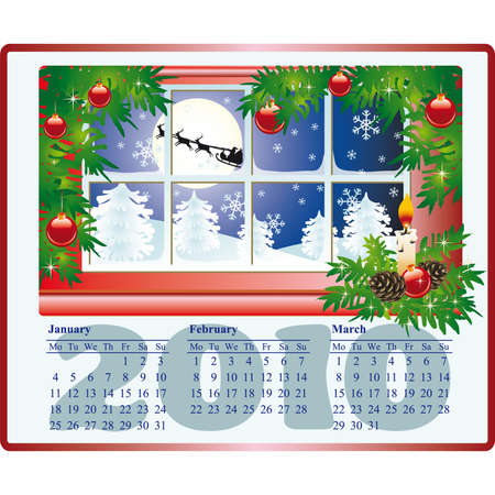 Beautiful calendar for 2010, January, February, March. vector のイラスト素材