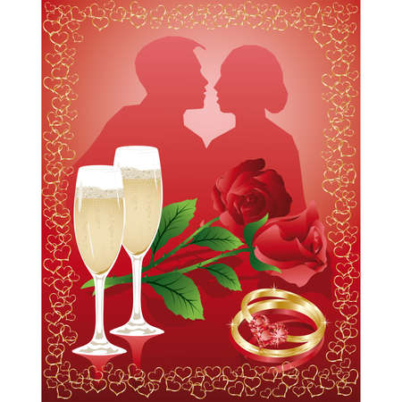 Wedding love card with rose, vectorのイラスト素材