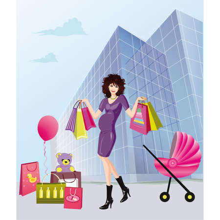 Pregnancy and shoppingのイラスト素材