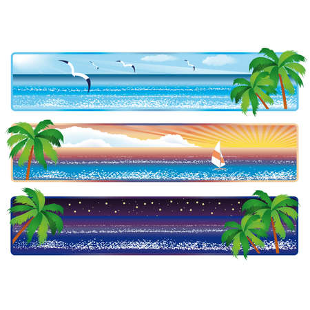 Summer banner with sea and palmのイラスト素材