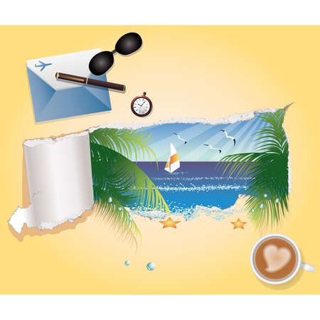 Summer background with beach image のイラスト素材