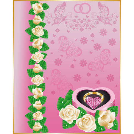 Wedding Love card with gold ring のイラスト素材