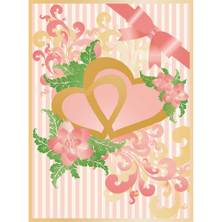 Wedding love card two heartsのイラスト素材