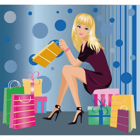 Shopping fashion girl , vector のイラスト素材