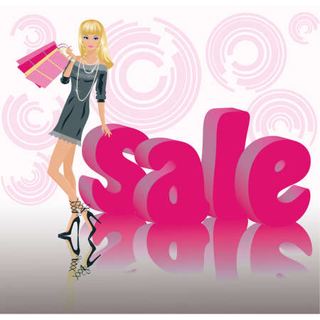 Shopping girlのイラスト素材