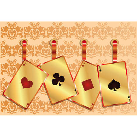  Gambling poker background with golden seamless pattern, vector のイラスト素材