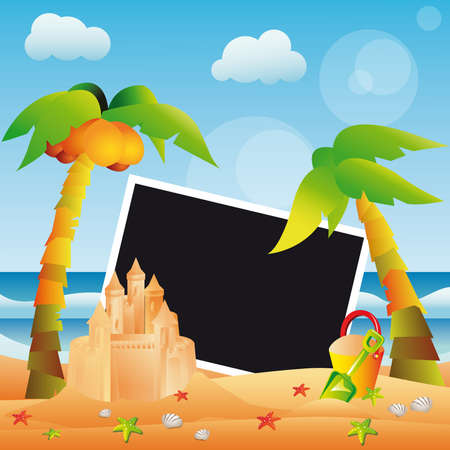 Summer scrapbooking card for one photo.のイラスト素材