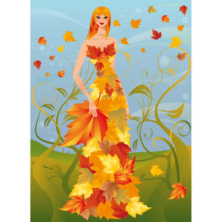 Autumn women,  illustration のイラスト素材