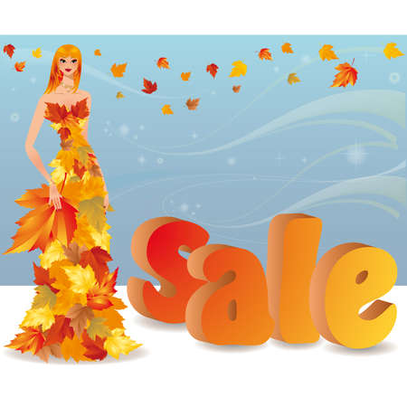 Autumn shopping girl のイラスト素材