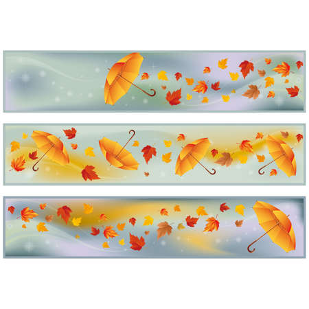 Autumn banners with umbrella のイラスト素材