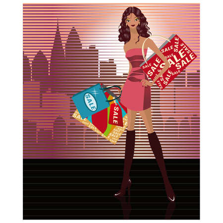 Fashion shopping girlのイラスト素材