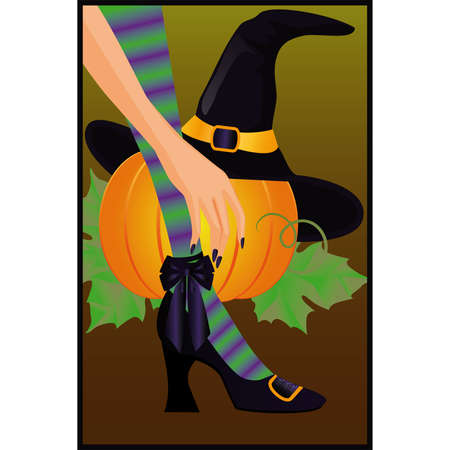 Halloween card with pumpkin, vector illustrationのイラスト素材
