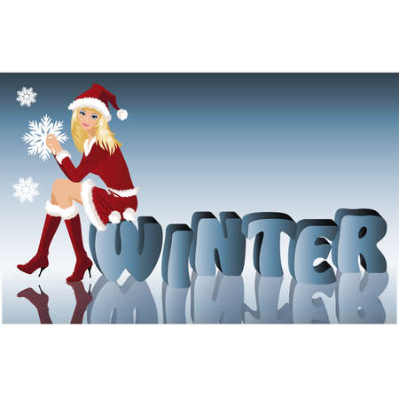 Winter banner with Christmas-girl. vector illustrationのイラスト素材
