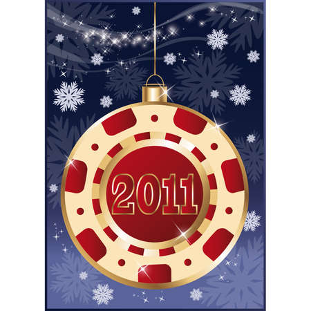Christmas poker chip 2011 new year. illustrationのイラスト素材