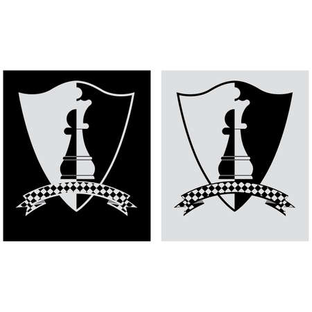 Chess crest with pawn and queen.  illustrationのイラスト素材