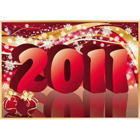 2011 new year greeting card, in 3D image. illustrationのイラスト素材