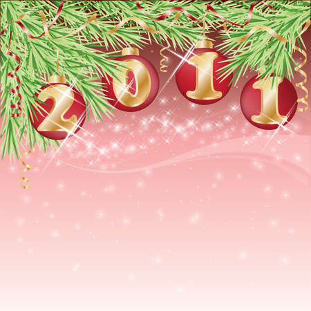 2011 Christmas card with red balls.  illustrationのイラスト素材
