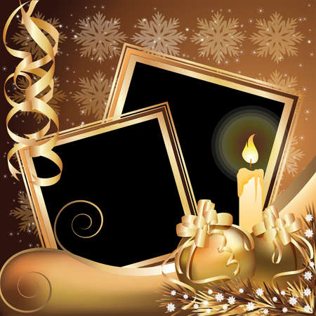 Christmas golden frame ,  illustrationのイラスト素材