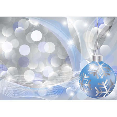 Christmas greeting card with blue-silver ball. vector illustrationのイラスト素材