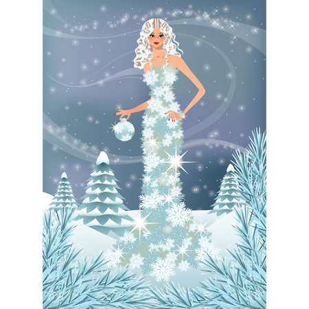 Winter girl. vector illustrationのイラスト素材