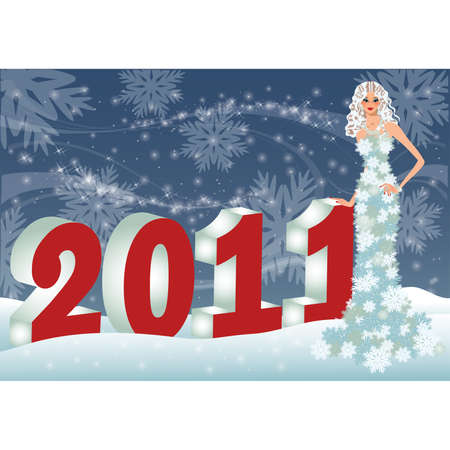 New year 2011 greeting card, vector illustrationのイラスト素材