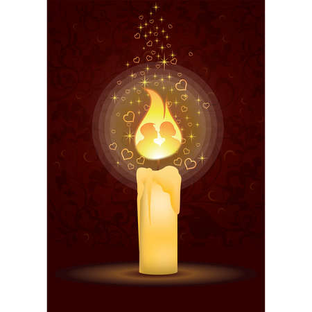 Love card with candle kiss. のイラスト素材