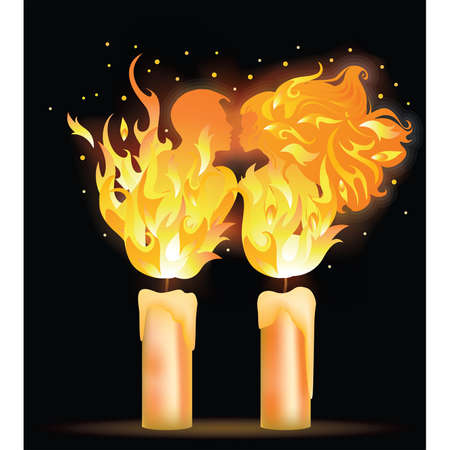 Fire kiss. Love card for valentines day illustrationのイラスト素材