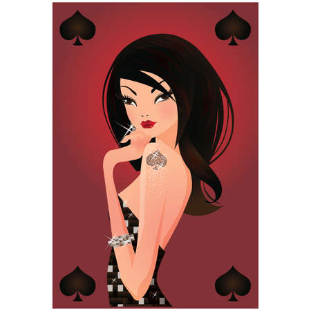 Poker spade card with sexy girl. Poker spade card with sexy girl.