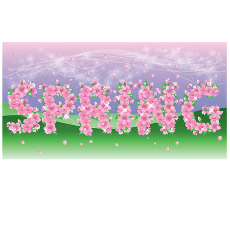 Spring Background with floral text. vector illustrationのイラスト素材