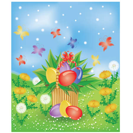 Easter basket , vector illustrationのイラスト素材