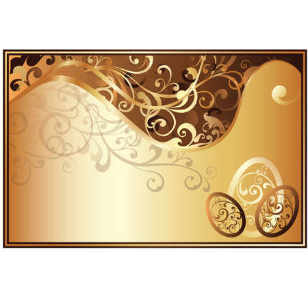 Easter greeting card with golden eggs.のイラスト素材