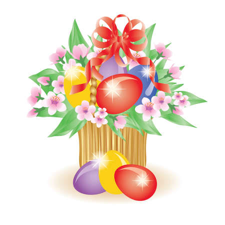 Easter basket with flowersのイラスト素材