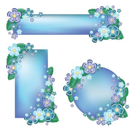 Set blue floral banners. vector illustrationのイラスト素材