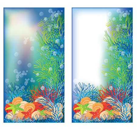 Two underwater banners, vector illustrationのイラスト素材