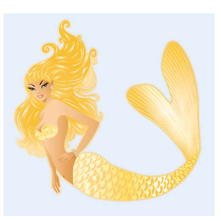 Beautiful golden mermaid. vector illustration のイラスト素材