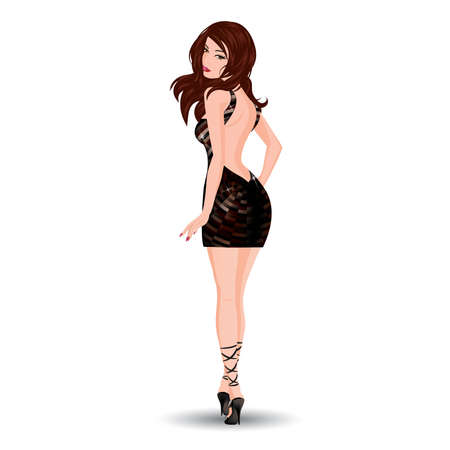 Beautiful glamour girl. Fashion style. vector illustration.のイラスト素材