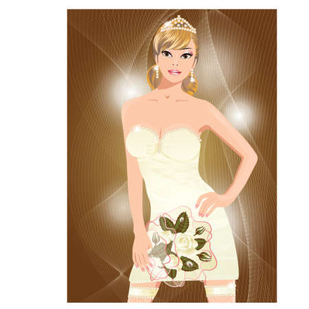 Beautiful sexy bride with flowersのイラスト素材