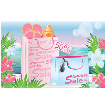 Tropical sale cardのイラスト素材