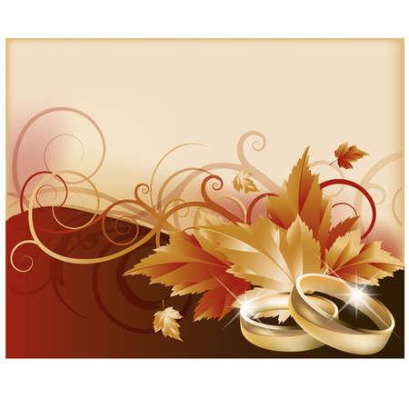 Autumn wedding card, illustrationのイラスト素材