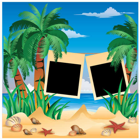 Photo frame in style scrapbooking. vector illustrationのイラスト素材
